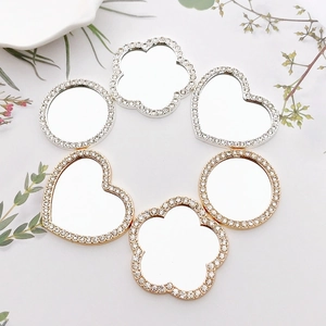 Mini Alloy Rhinestone Mirror Charms DIY Accessories Heart Round Flower Shapes For Phone Case Jewelry Decor