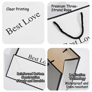 Floral gift bag with Best Love text featuring woven rope handles and reinforced base
