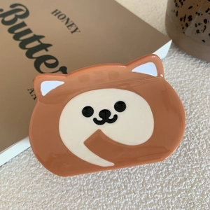 Cute brown Shiba Inu acetate hair claw clip for women featuring a glossy dog design
