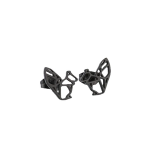 Minimalist black stainless steel squirrel earrings with geometric origami design