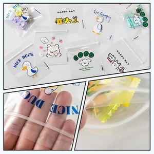 Cartoon pattern transparent self-sealing storage bags with cute animal prints