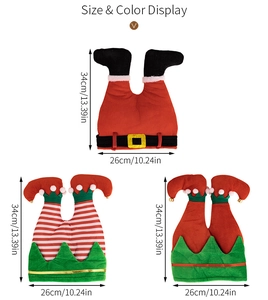 Affichage des tailles de bonnets de Noël elfe et Père Noël mesurant 34cm sur 26cm