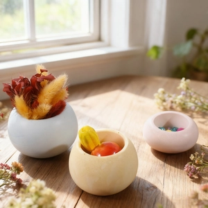 Three-piece oval silicone mold set for DIY resin planters and plaster candle holders