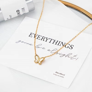 18K gold-plated titanium steel necklace with elegant white shell butterfly pendant
