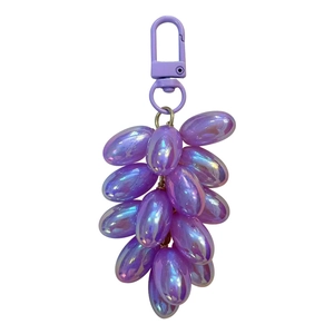 Iridescent purple grape keychain cute fruit bag charm aesthetic pendant accessory gift