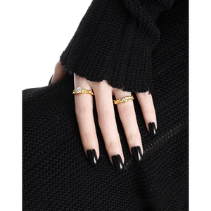 Luxurious S925 sterling silver gold irregular rings with sparkling zircon set for women