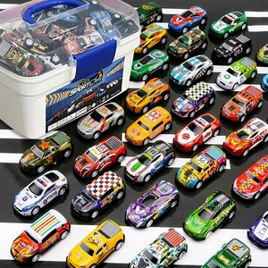 Mini Terugtrek Auto Speelgoed Legering Plastic Raceauto Modellen Met Opbergcontainer Kaart Voor Jongens