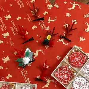 Barrettes bois de renne de Noël et ensemble d'ornements festifs dans une boîte cadeau