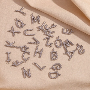 Fashion Stainless Steel Twist Texture Alphabet Initial Pendants For DIY Jewelry Making Women Necklace Bracelet Accessory