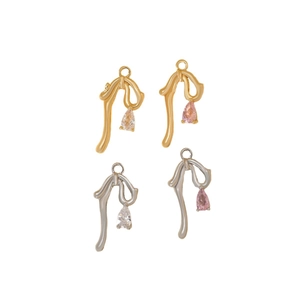 Bow-knot metal pendants with pink and white zircon in gold and silver finishes