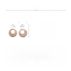 Detailed size chart and material specs for pink resin floral earrings with iron accents