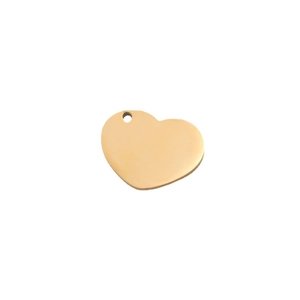 Polished gold stainless steel heart pendant for DIY jewelry making with smooth surface