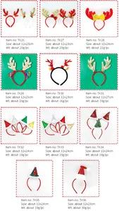 Detailed size and weight chart for various Christmas reindeer antler headbands styles