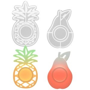 Detailed pineapple and pear silicone molds for DIY resin fruit candle holders and ornaments