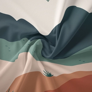 Detailed macro view of the abstract mountain landscape print on bohemian wall tapestry