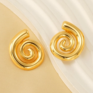 Orecchini a perno minimalisti a spirale in acciaio inossidabile placcato oro 18k