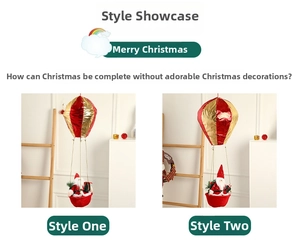 Detailed view of Santa Claus hanging hot air balloons for festive indoor Christmas decor