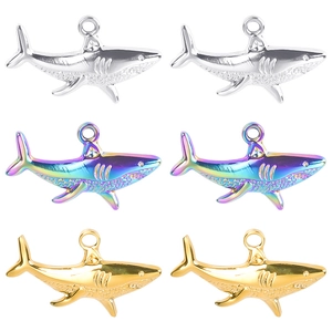 Shark Pendant Necklace Stainless Steel Animal Shape Ocean Theme Cool Hip Hop Punk Jewelry For Men Women
