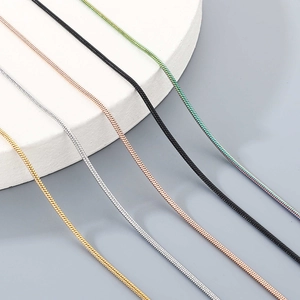 Minimalist 18K gold plated stainless steel snake chains in five assorted metallic colors