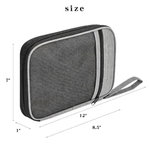 Custodia portatile in rete grigia per cinturini Apple Watch e cavi con cinturino da polso incluso