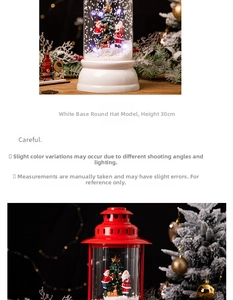 Lanterna natalizia con neve 30cm con statuina Babbo Natale e calda illuminazione a LED
