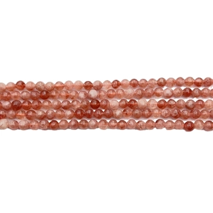 Natural sunstone loose beads for DIY jewelry making in a semi-translucent orange hue
