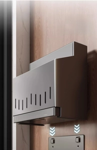 Detail view of the detachable gun grey stainless steel kitchen storage rack for easy cleaning