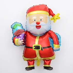 Detailed view of Santa Claus foil balloon for Christmas decor, dimensions 94x73cm