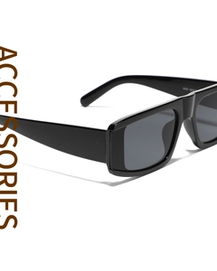 Close-up of black Y2K oversized sunglasses frame with high-quality hinges and textures