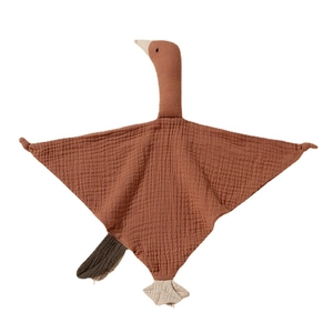 Soft cotton baby comforter towel in brown goose shape for newborn sleep soothing
