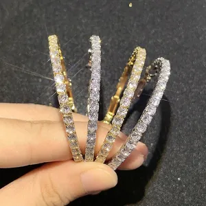 Brass Paved Zircon Round Hoop Earrings Exaggerated Trendy Fashion For Women Sparkly Statement Jewelry