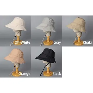 Chapeau de soleil pliable à large bord pour femme avec mentonnière en cinq couleurs pour l'été
