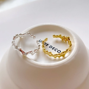 Irregular textured S925 sterling silver open rings in gold and silver finishes