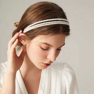 Elegant Multi Layer Faux Artificial Pearl Headband Vintage French Style Hair Hoop For Women Girls Wedding Party Hair Accessory