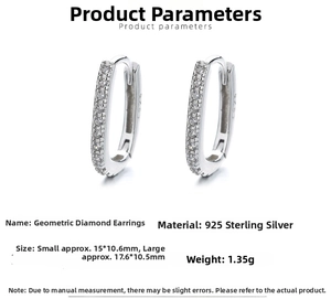 Macro detail of geometric S925 sterling silver hoop earrings with pave cubic zirconia
