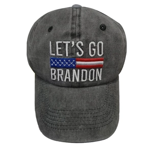 Washed Cotton Baseball Cap Retro Embroidered Letters Flag Pattern Distressed Sun Hat Adjustable Outdoor Casual
