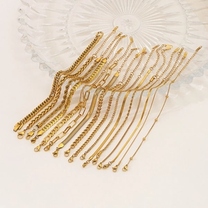 Elegant 18K gold plated stainless steel Cuban and snake chain bracelets for women
