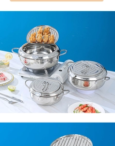 Ensemble de friteuses tempura en acier inoxydable 304 avec couvercles à thermomètre
