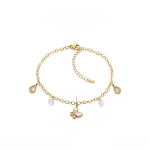Detail of gold stainless steel anklet showing 215mm length and 3mm chain width
