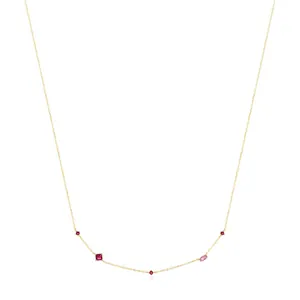 Collana in Argento Sterling 925 con Zirconia Rosso Sangue di Piccione per Donna Collana con Pendente Geometrico Minimalista