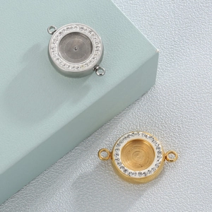 DIY jewelry making pendants with zircon stones in gold and silver finish on geometric blocks