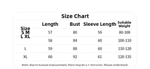 Detailed size chart for women's slim fit yoga top with length and bust measurements