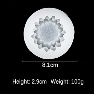 Sunflower shaped white silicone mold for candle making and chocolate decorating, 8.1cm diameter