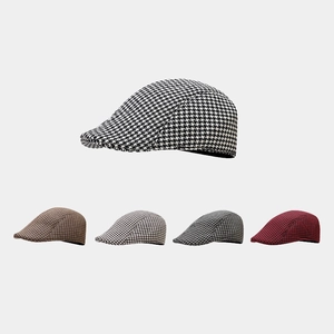 Berretto Con Motivo Pied De Poule Da Donna Poliestere Cotone British Newsboy Flat Cap Caldo Retro Accessorio Autunno Inverno
