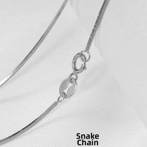 Detailed close-up of S925 sterling silver square snake chain with engraved clasp mark