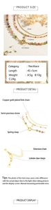 Detailed specs of the semi-precious stone beaded necklace with 45+5cm gold plated chain