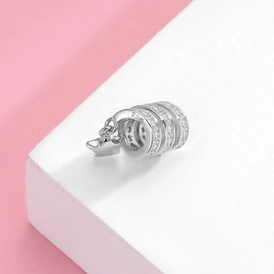Detailed shot of S925 sterling silver pave charm with star pendant and 925 hallmark