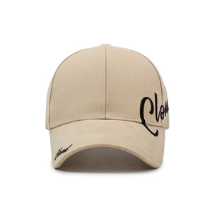Women's khaki ponytail friendly sun visor hat with Cloud embroidery on cotton twill