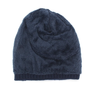 Warmer navyblauer Winter-Strickbeanie mit weichem Fleecefutter für Damen und Herren