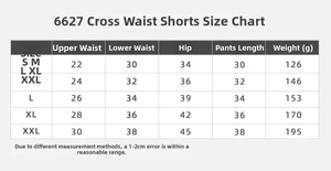 Tabella taglie per pantaloncini yoga senza cuciture con misure da S a XXL per sport donna